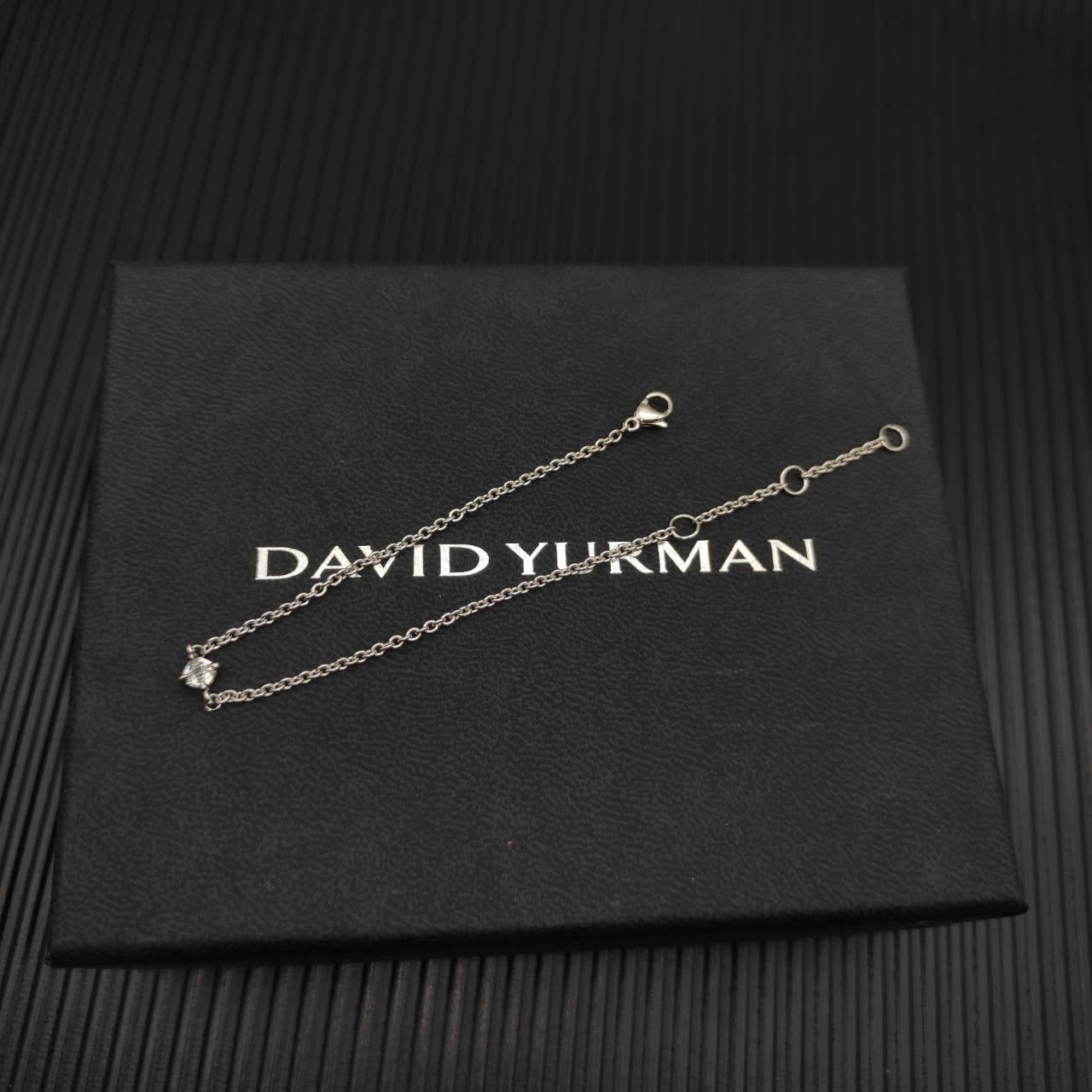 David Yurman Sterling Silver Cable Collectibles Diamond Station Bracelet